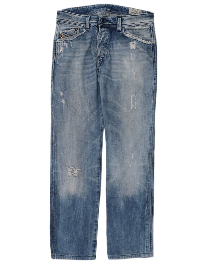 Diesel Hombre Darron Vaqueros Rectos Desgastados W30 L30 Algodón Azul