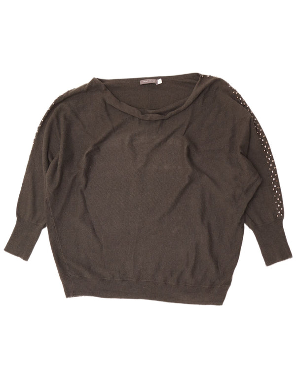 MINT VELVET Suéter tipo jersey con cuello barco y manga 3/4 para mujer UK 46 Gris grande