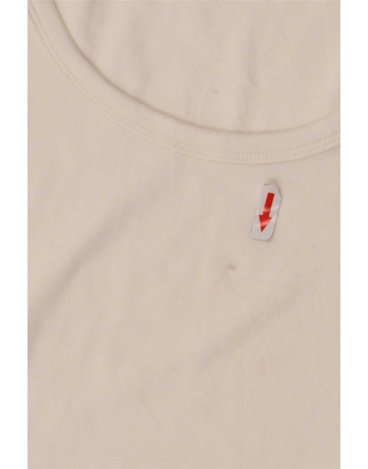 Zara Mujer Crop Top Manga Larga UK 42 Medio Algodón Blanco