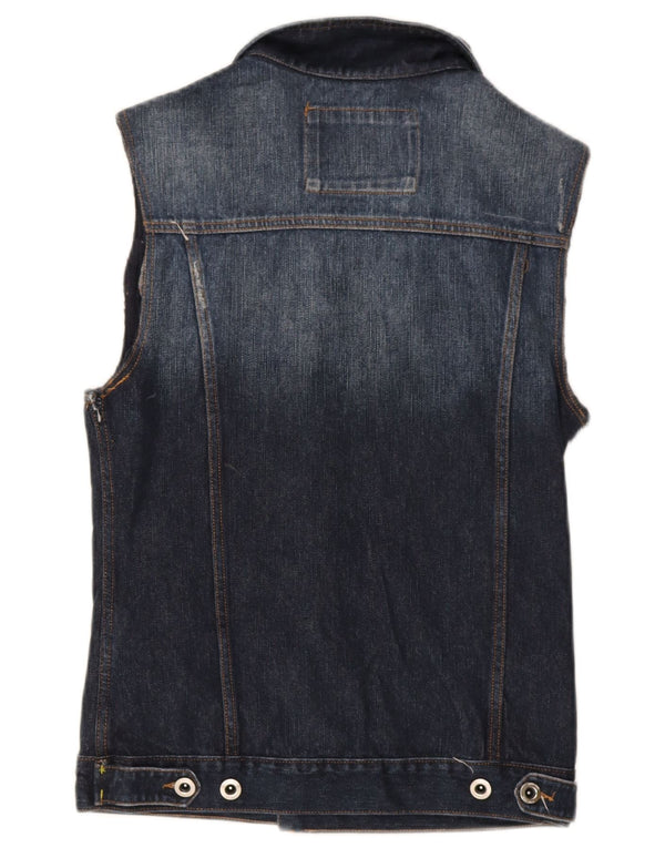 Zara Mens Denim Gilet UK 36 Small Azul Marino Algodón