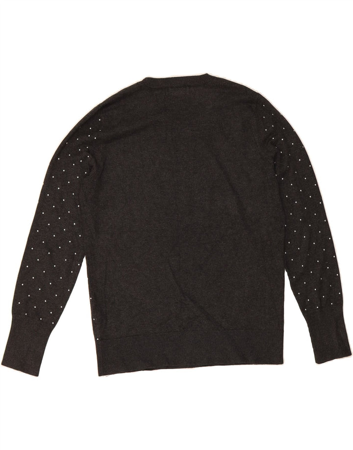 DKNY Womens Crew Neck Jumper Sweater UK 14 Medium Grey Polka Dot Viscose Vintage Dkny and Second-Hand Dkny from Messina Hembry 