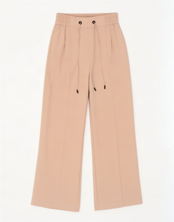 Topshop Pantalones casuales de pierna ancha para mujer UK 10 Small W27 L29 Poliéster beige