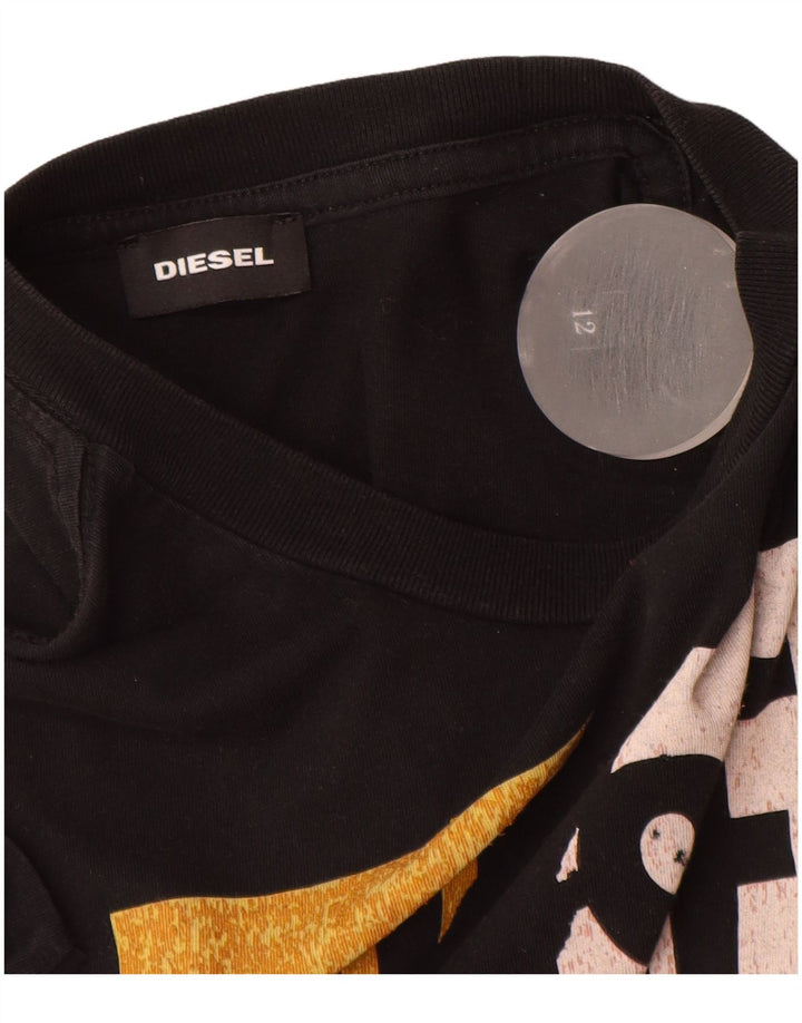DIESEL Camiseta gráfica para niño 11-12 años Negro