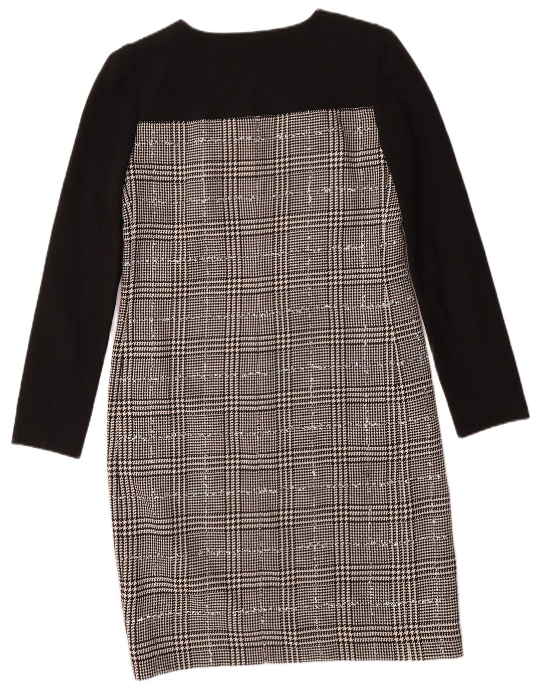 JAEGER Vestido tubo de manga larga para mujer UK 8 Small Lana de pata de gallo negra