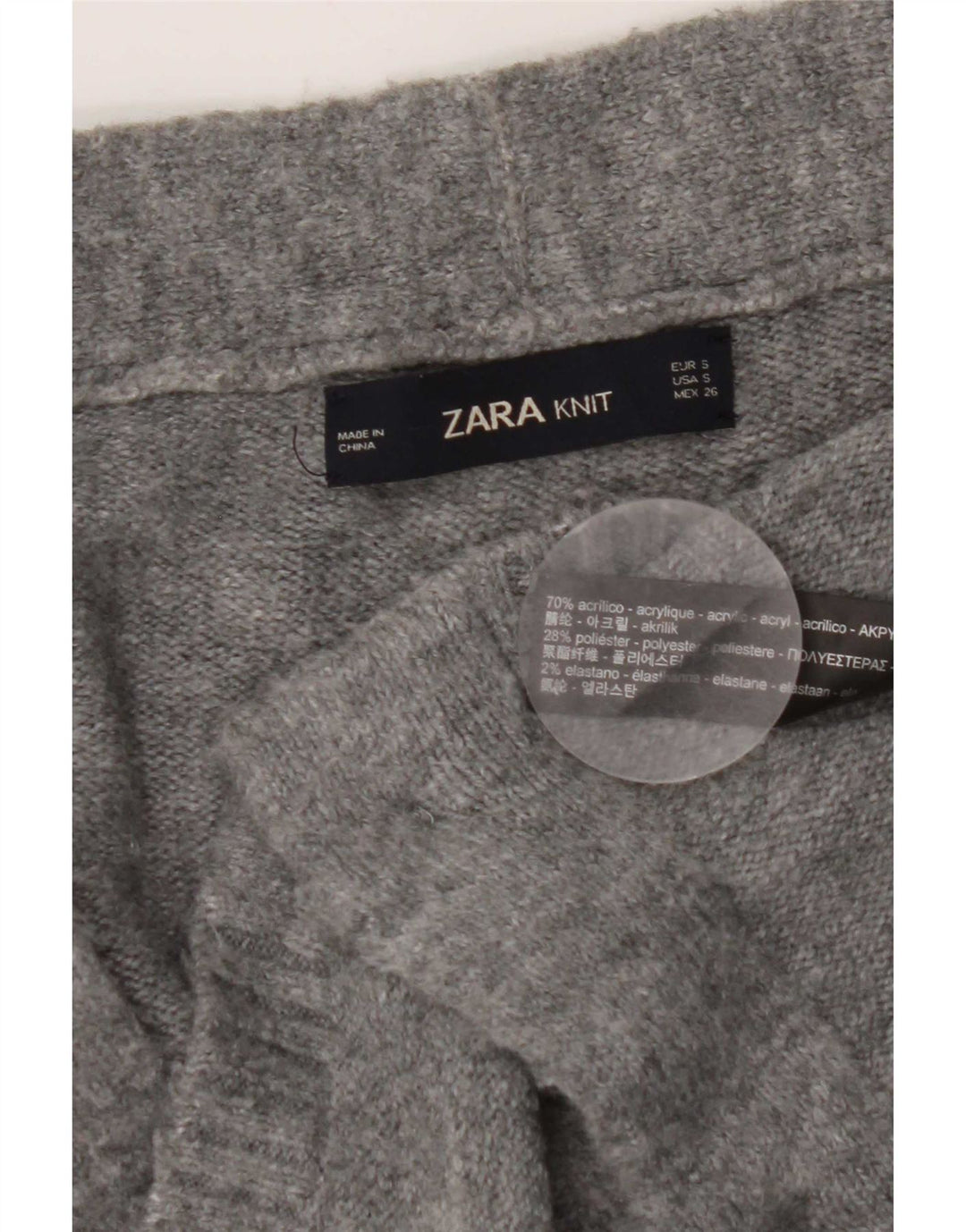Zara Mujer Suéter Cárdigan Extragrande Reino Unido 10 Pequeño Acrílico Gris