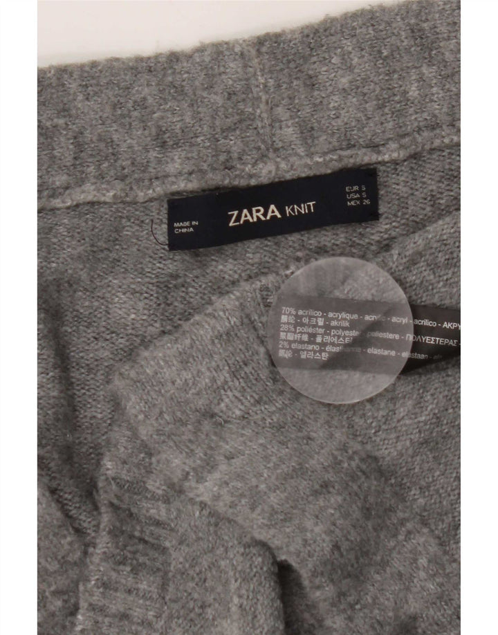 Zara Mujer Suéter Cárdigan Extragrande Reino Unido 10 Pequeño Acrílico Gris