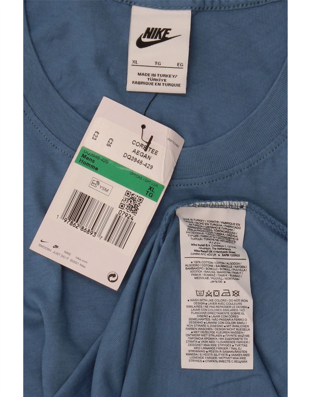 Camiseta Nike Hombre Top XL Azul Algodón