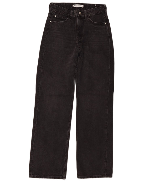 Zara Vaqueros de pierna ancha y cintura alta para mujer EU 36 XS W26 L32 Negro