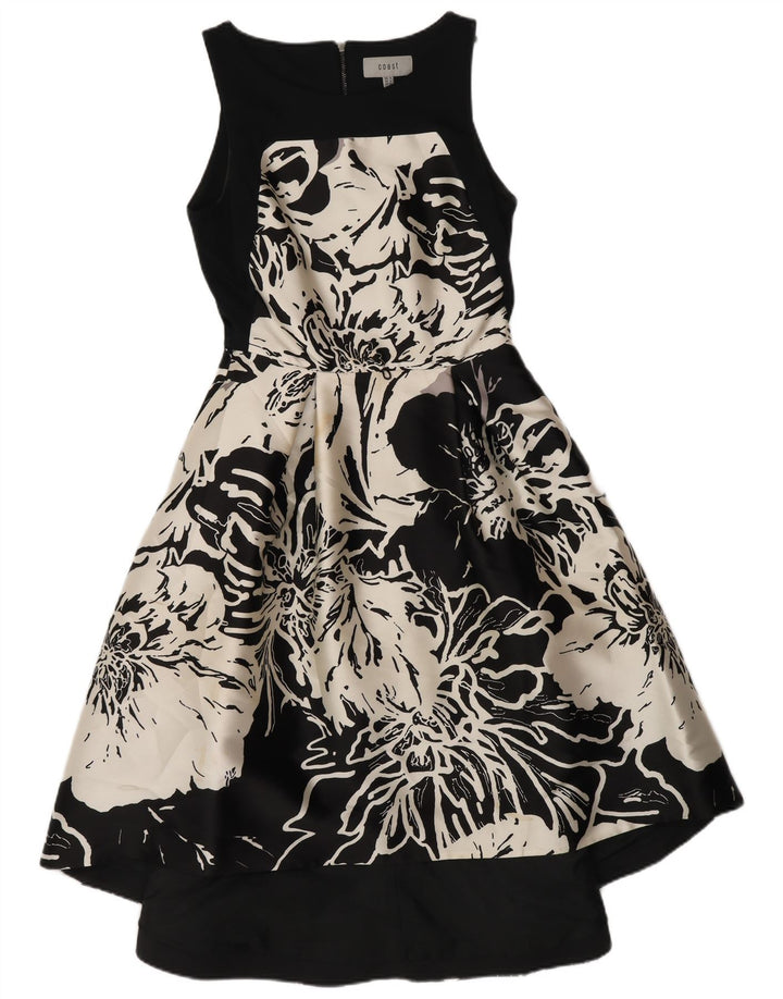 Coast Vestido acampanado para mujer UK 8 Pequeño Poliéster floral negro