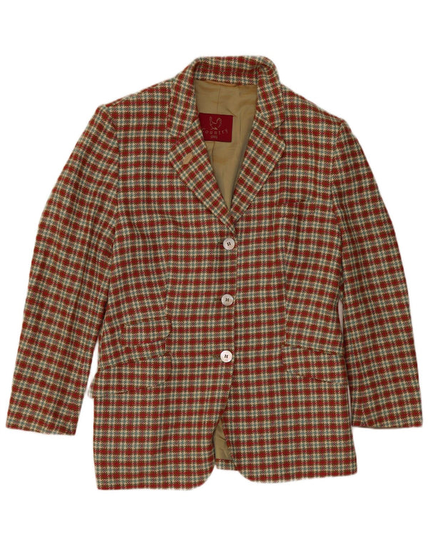 Chaqueta tipo blazer de 3 botones para mujer Country UK 40 Large Red Check