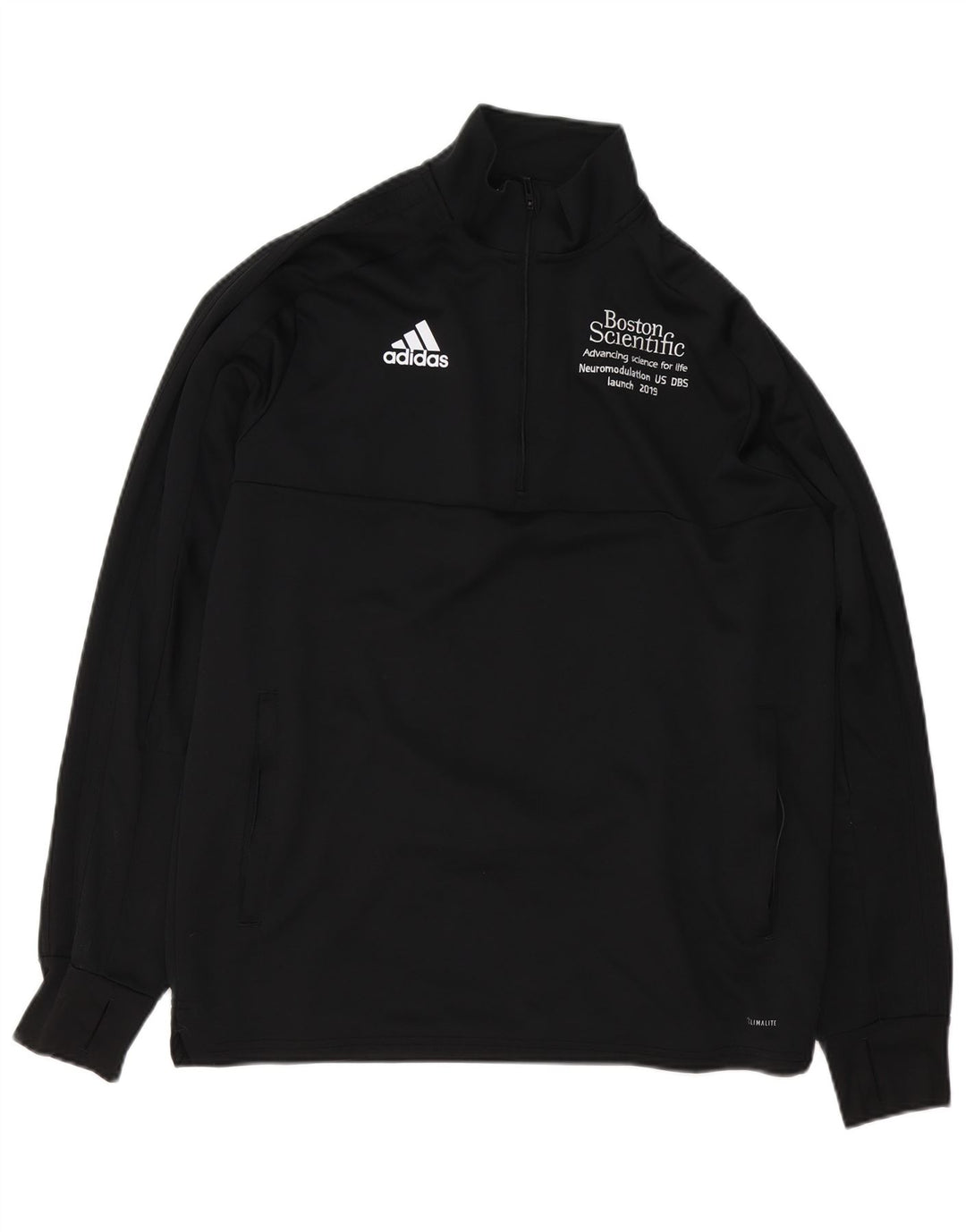Adidas Mens Climalite Graphic Zip Neck Sudadera Jumper Grande Negro