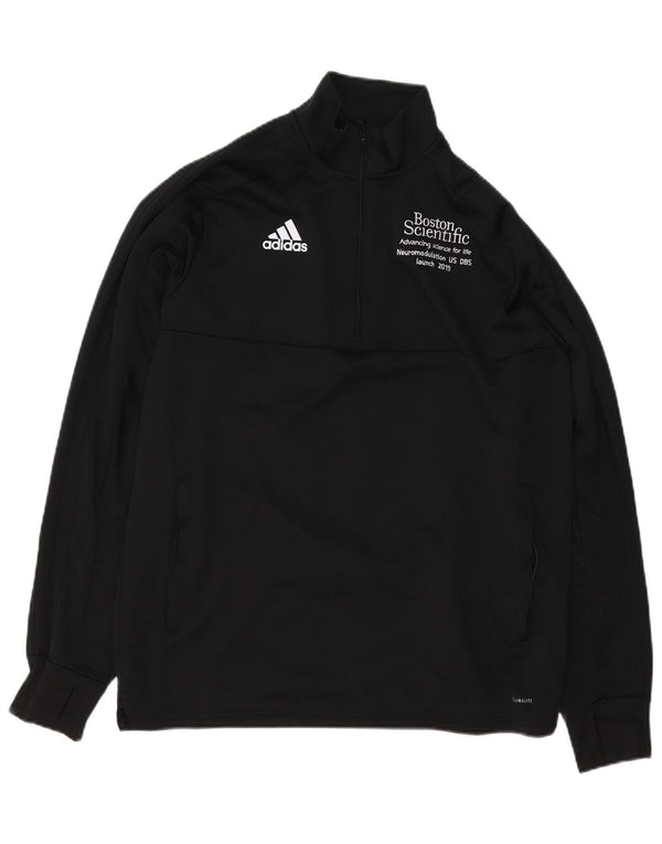 Adidas Mens Climalite Graphic Zip Neck Sudadera Jumper Grande Negro