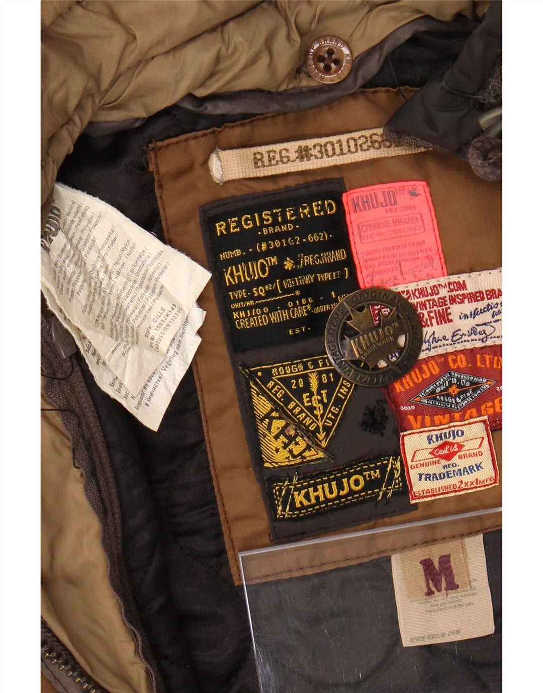 KHUJO Chaqueta Parka Militar con Capucha para Mujer UK 44 Poliéster Marrón Medio