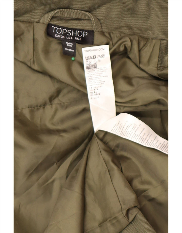 Topshop Chaqueta utilitaria para mujer UK 8 Small Khaki Cotton
