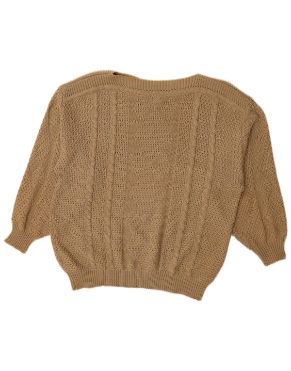 Vintage mujer oversize barco cuello jersey suéter EU 48 2XL marrón