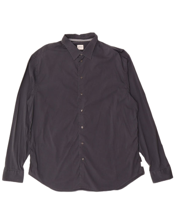 Armani Collezioni Camisa Hombre 2XL Azul Marino Algodón
