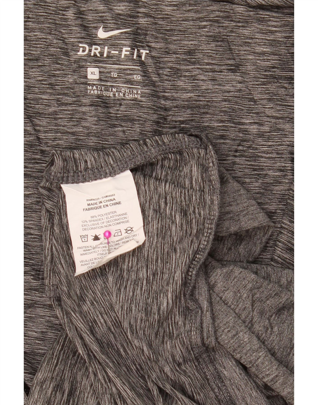 NIKE Sudadera con capucha y cremallera Dri Fit para hombre XL Poliéster moteado gris