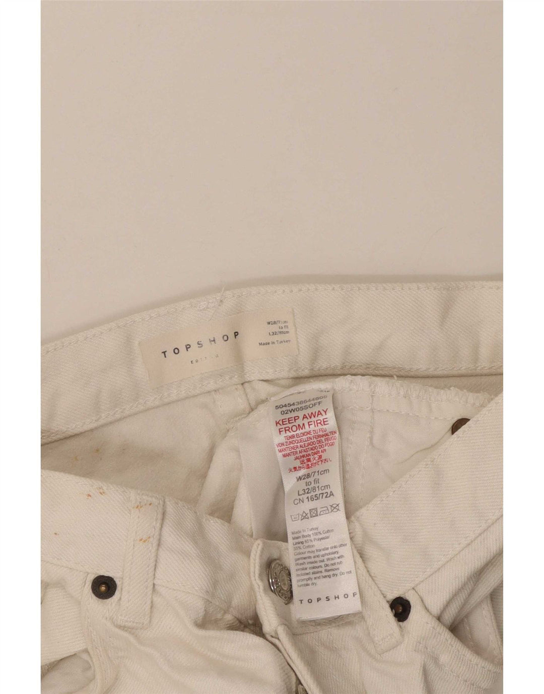 Shorts Vaqueros Mujer Topshop W28 Poliéster Blanco Mediano