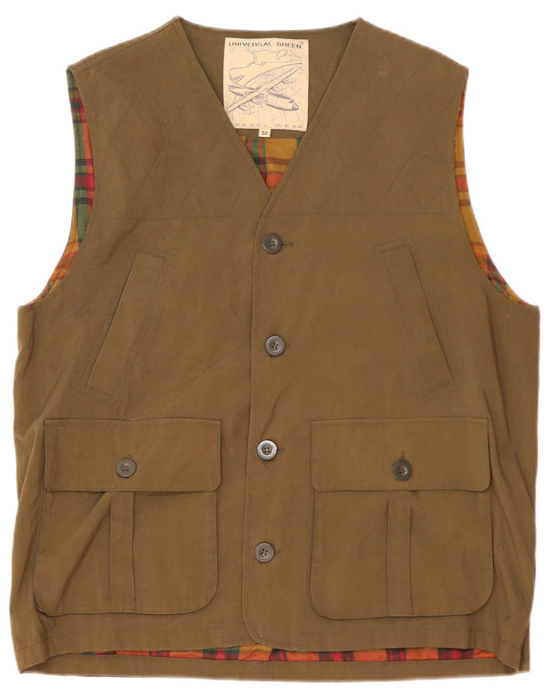 Vintage Mens Utility Gilet IT 50 Poliamida Caqui Grande