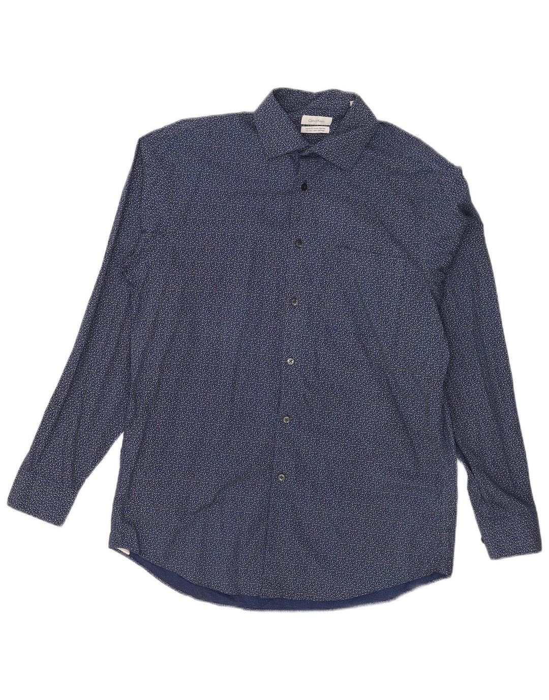Calvin Klein Camisa de corte regular para hombre Talla 15 1/2 Mediana Azul marino manchada