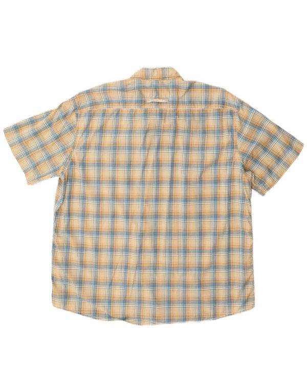 Camel Active - Camisa de manga corta para hombre, ajuste regular, talla 2XL, algodón a cuadros amarillos