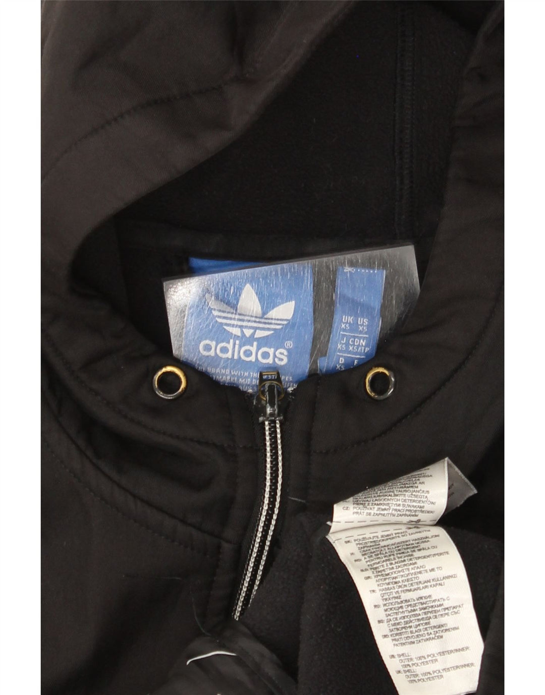 Adidas Sudadera con capucha y cremallera para hombre XS Poliéster negro
