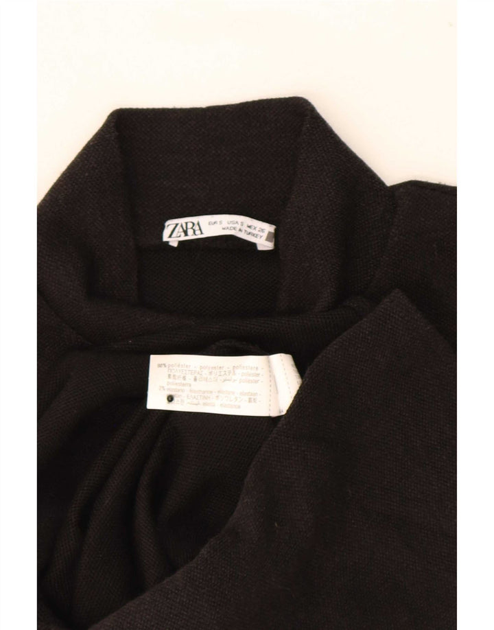 Zara Mujer Chaleco Top UK 10 Pequeño Poliéster Negro