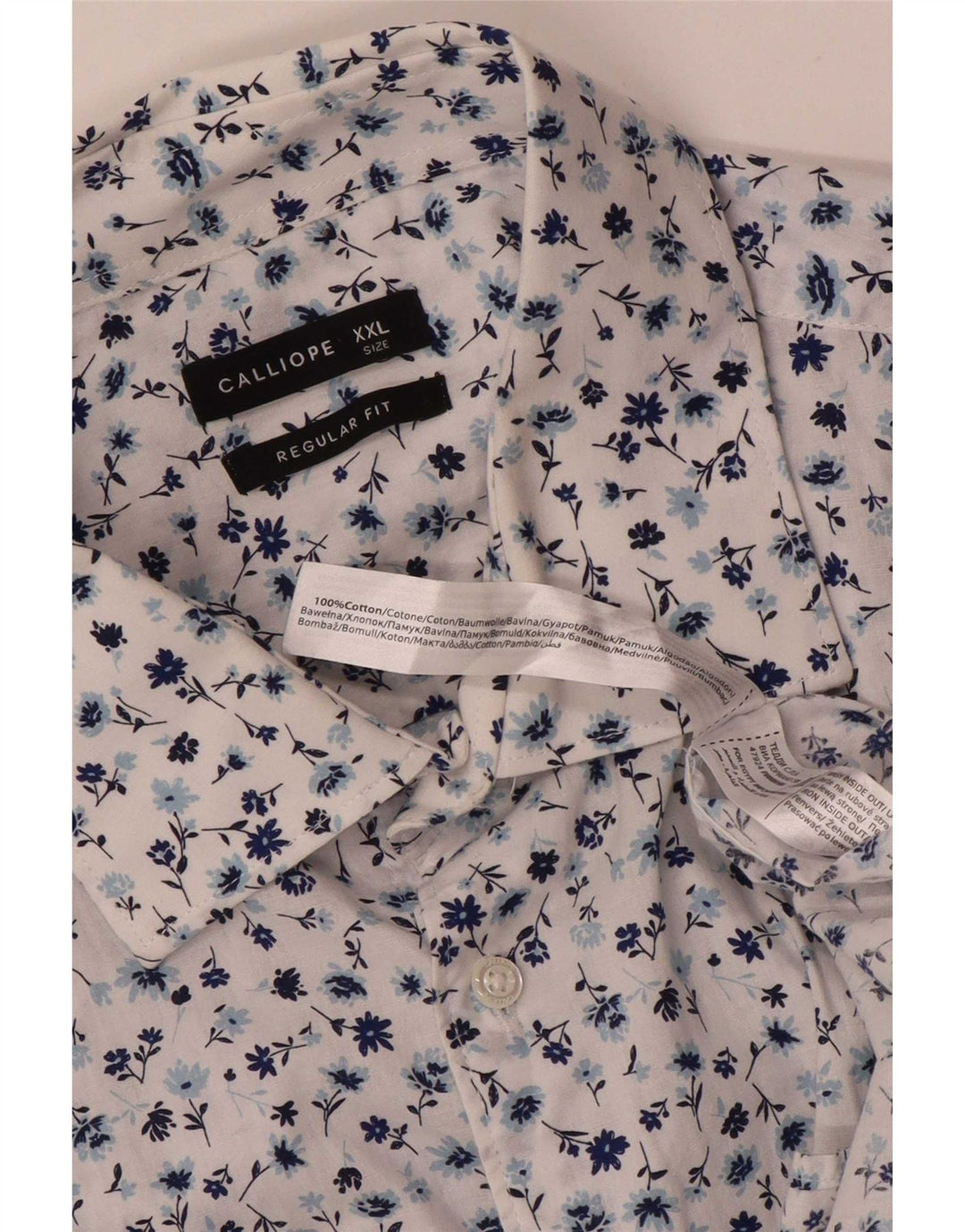 Calliope Camisa de corte regular para hombre 2XL Algodón floral blanco