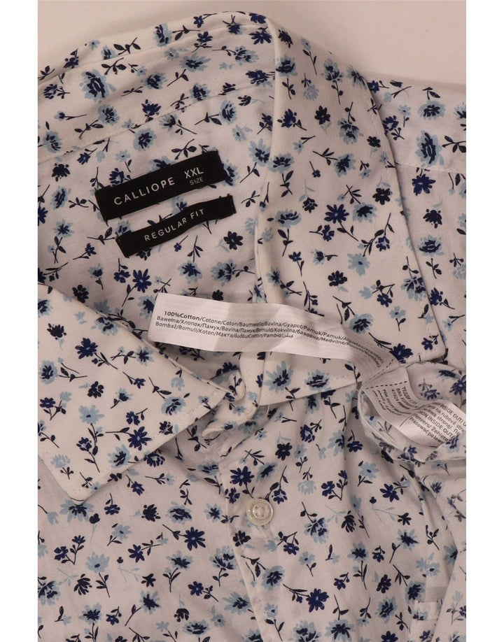 Calliope Camisa de corte regular para hombre 2XL Algodón floral blanco
