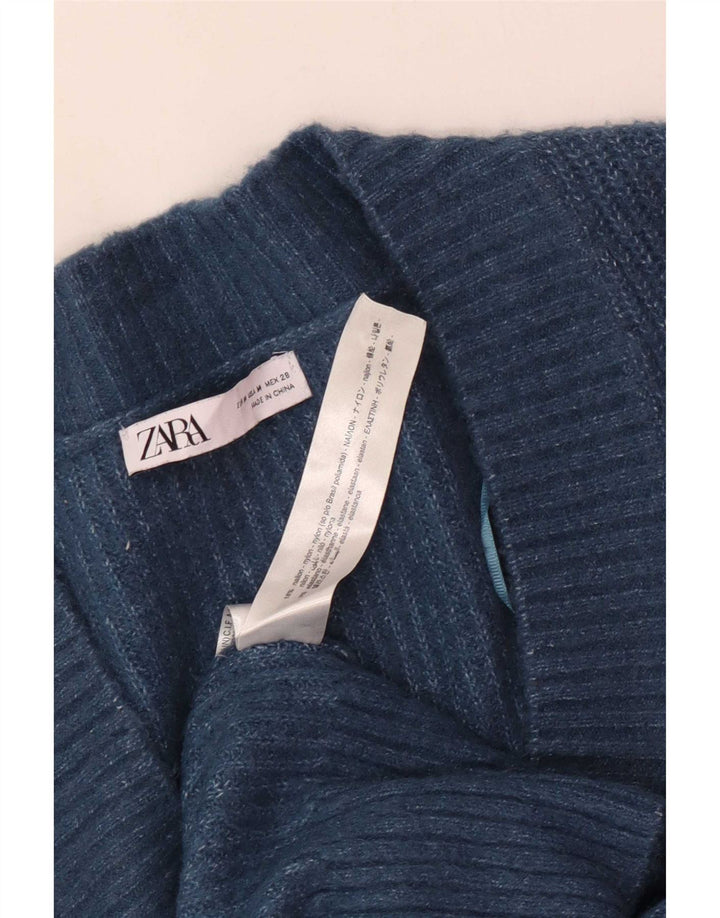 Zara Mujer Jersey Oversize Con Cuello En V UK 44 Poliéster Azul Medio