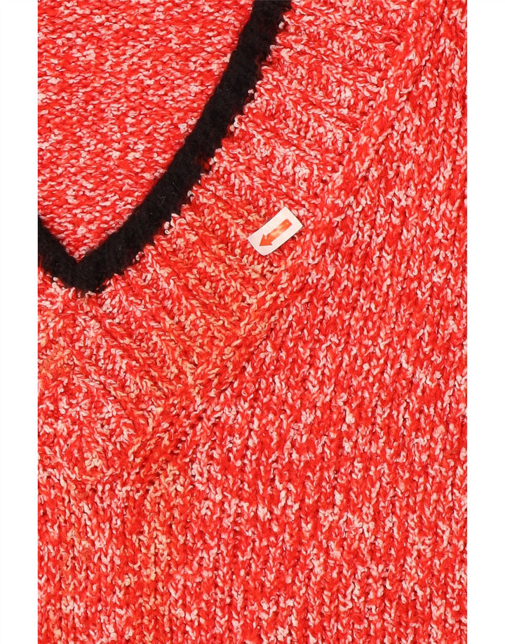 Marks & Spencer Suéter con Cuello en V para Mujer UK 46 Grande Poliéster Rojo