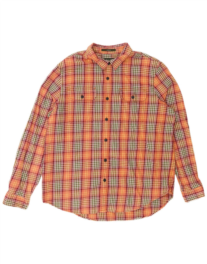 EDDIE BAUER Camisa de franela de ajuste clásico para hombre 2XL Algodón a cuadros naranja