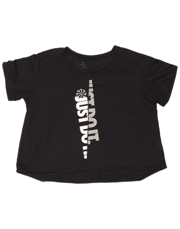Nike Camiseta Dri Fit de gran tamaño con gráfico para mujer UK 20 2XL Poliéster negro
