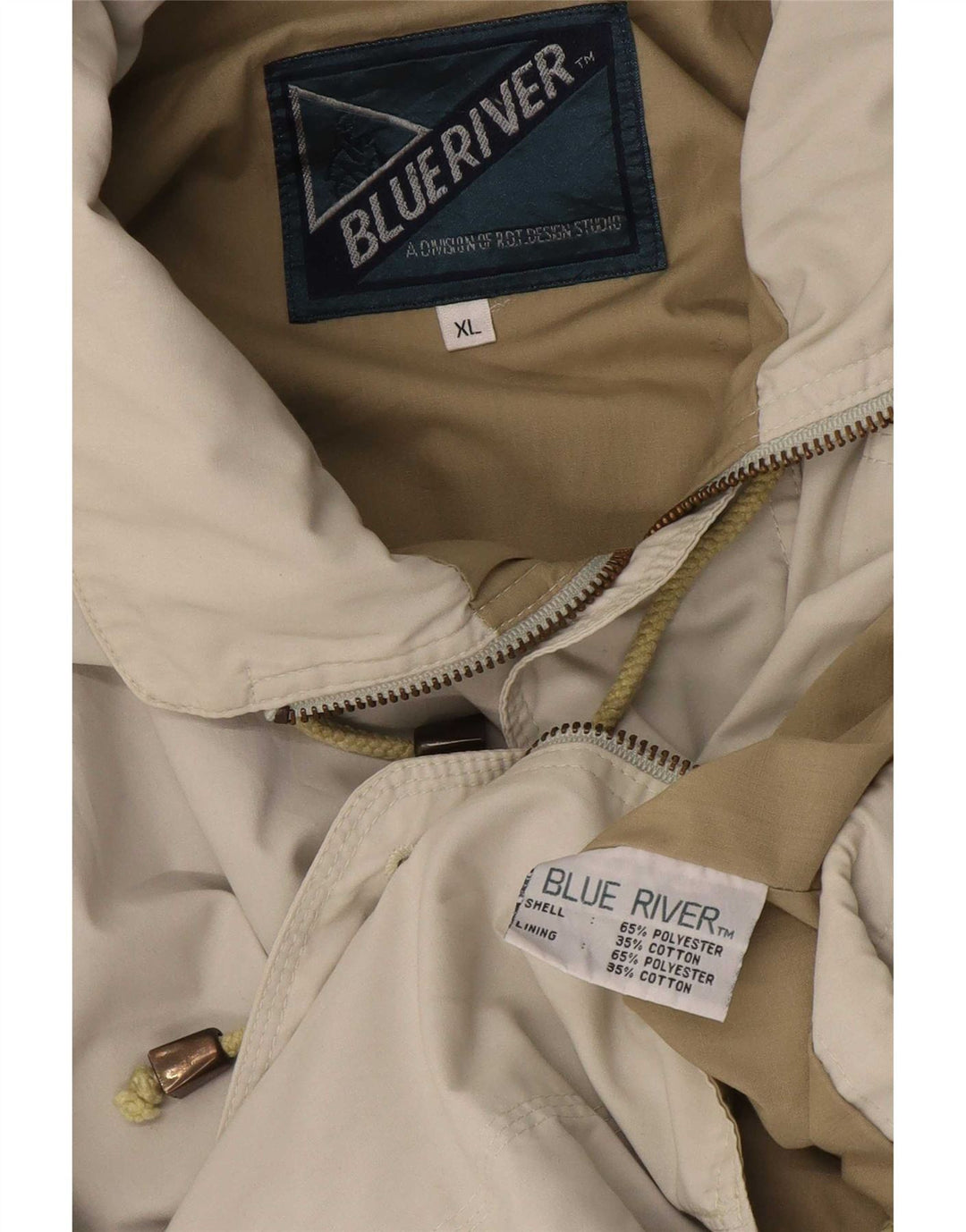 Vintage hombres chaqueta utilitaria Reino Unido 42 XL algodón beige
