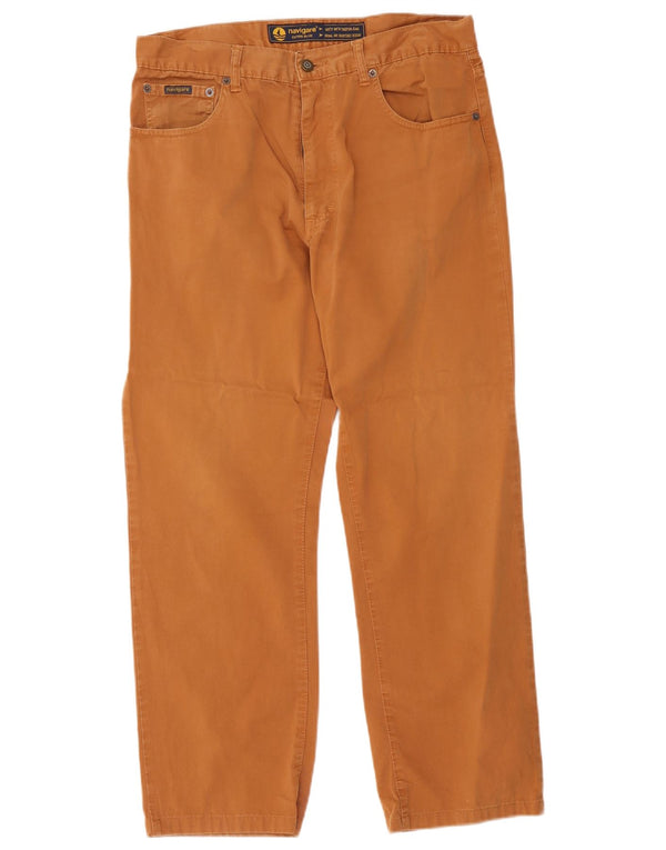 Navigare Pantalones casuales rectos para hombre IT 50 Large W34 L28 Algodón beige