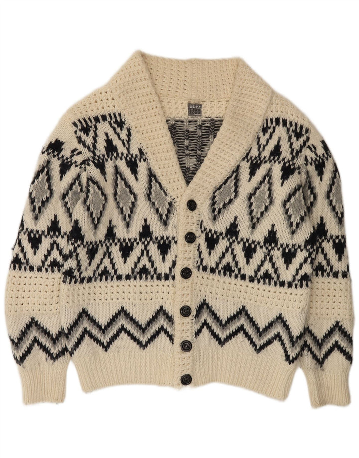 Altatensione Cárdigan para Hombre Suéter Medio Blanco Roto Acrílico Fair Isle