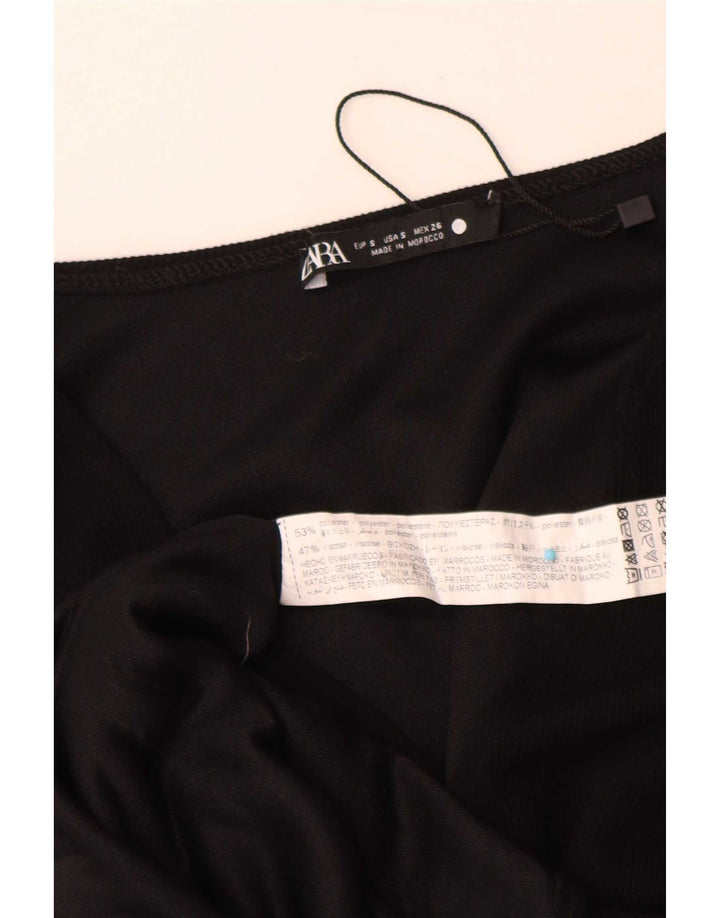 Zara Mujer Maxi Vestido Extragrande UK 10 Pequeño Poliéster Negro