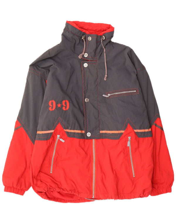Vintage hombres gráfico cortavientos chaqueta Reino Unido 40 grande rojo colorblock