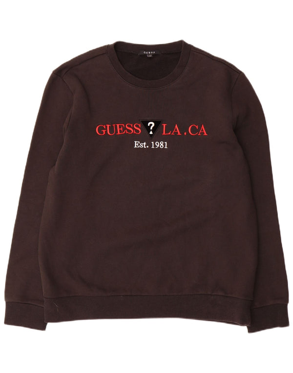 Guess Mens Graphic Sudadera Jumper UK 42 Grande Algodón Negro