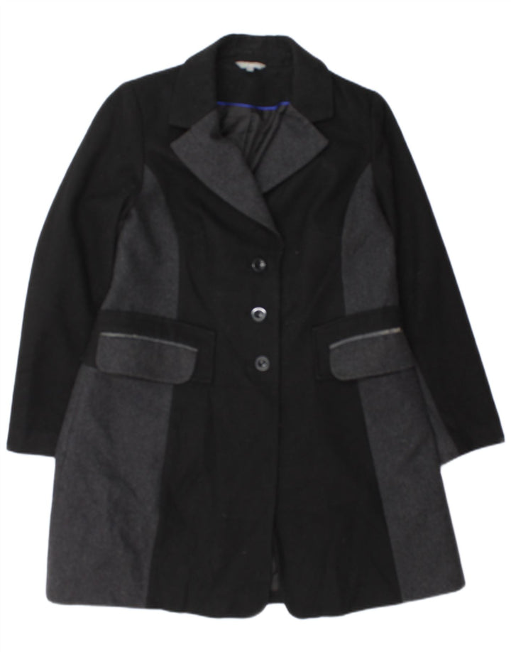 Marks & Spencer Abrigo para Mujer UK 46 Grande Lana Color Block Negro