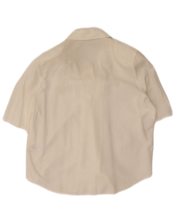 Blusa clásica de manga corta para mujer, talla 40, talla mediana, color blanco