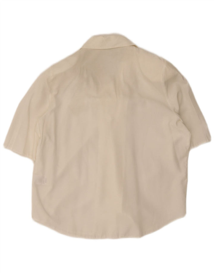 Blusa clásica de manga corta para mujer, talla 40, talla mediana, color blanco