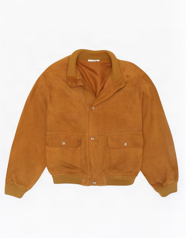 Vintage hombres ante bomber chaqueta IT 56 3XL cuero beige