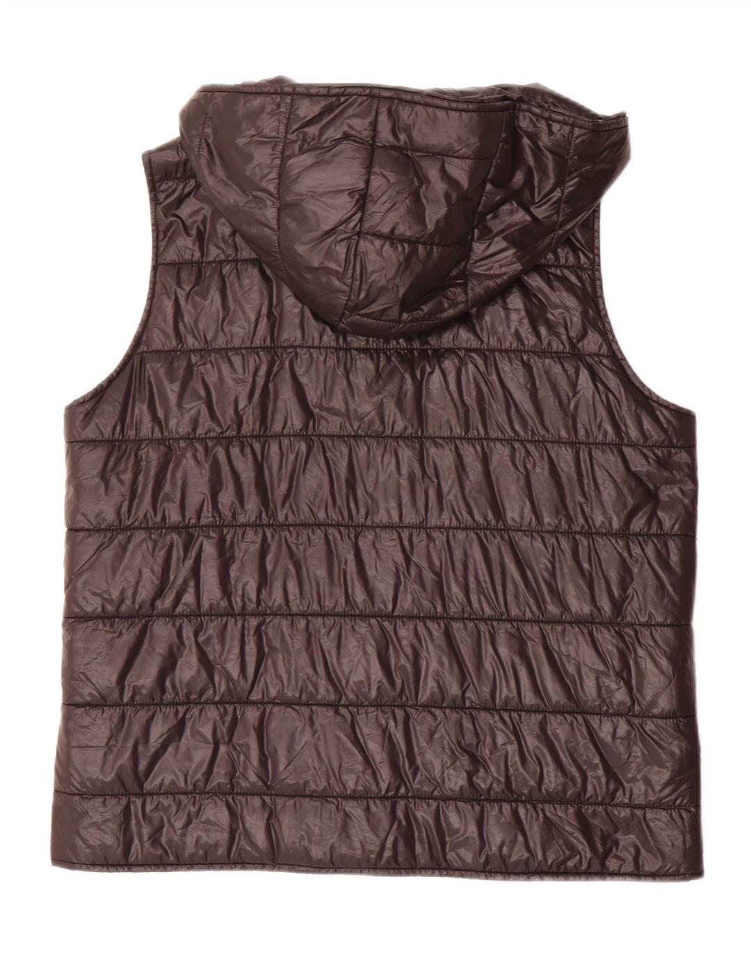 Zara Mujer Chaleco Acolchado Con Capucha UK 44 Mediano Poliéster Negro