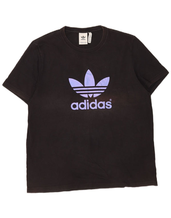 Adidas Hombre Camiseta Gráfica Manga Larga XL Algodón Negro
