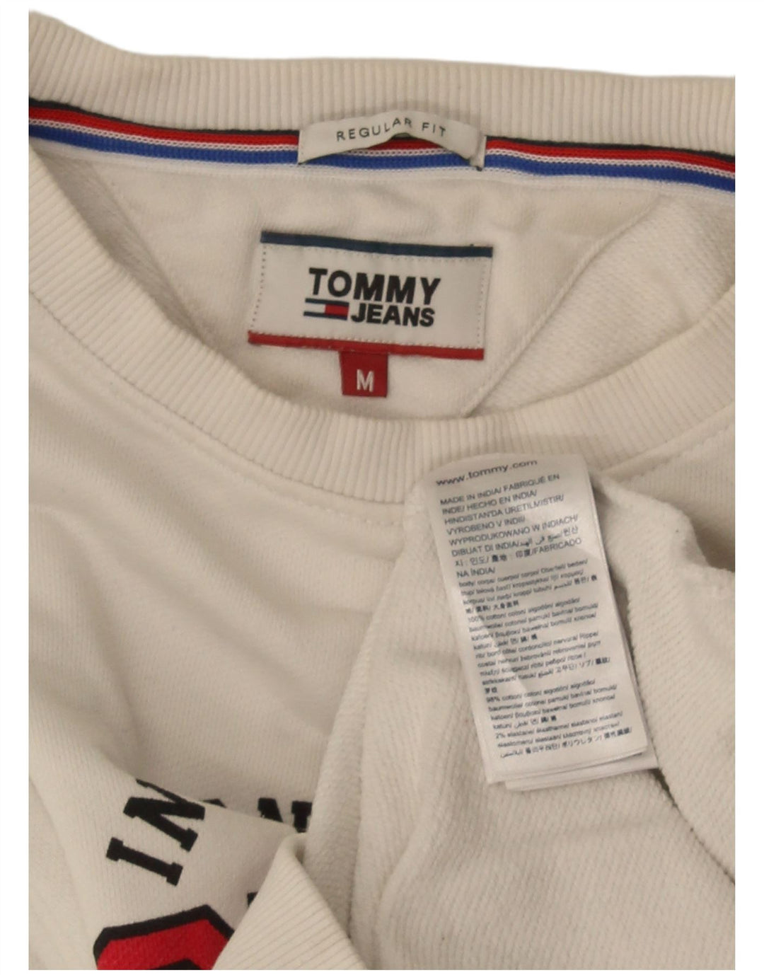 Tommy Hilfiger Hombre Regular Fit Sudadera Jumper Medium Blanco Algodón