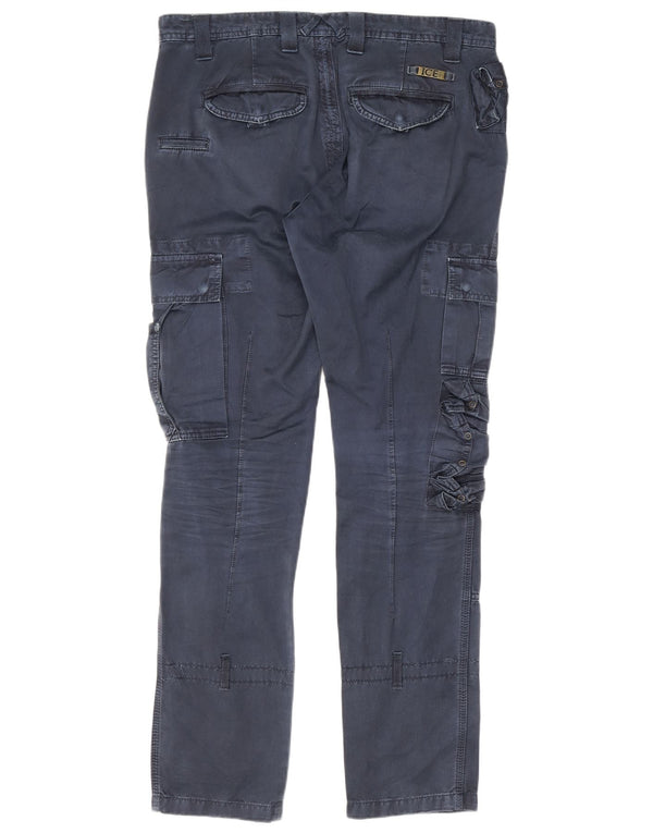 Iceberg - Pantalones cargo ajustados para hombre IT 50 Large W34 L32 Azul marino Algodón