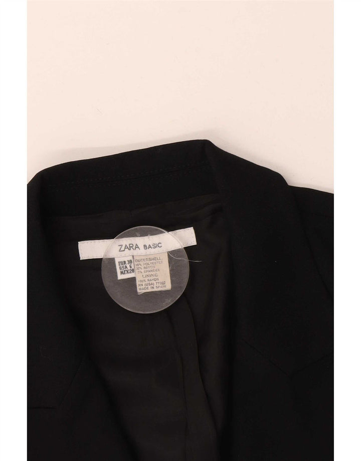 Zara Mujer Chaqueta Blazer De 1 Botón EU 38 Pequeña Poliéster Negro