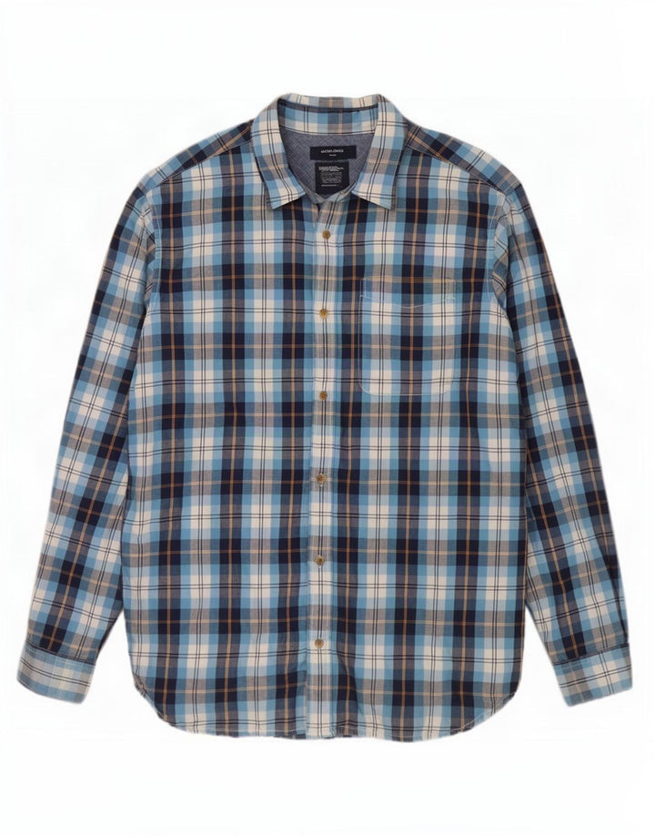 Jack & Jones Camisa Hombre XL Azul Cuadros Algodón