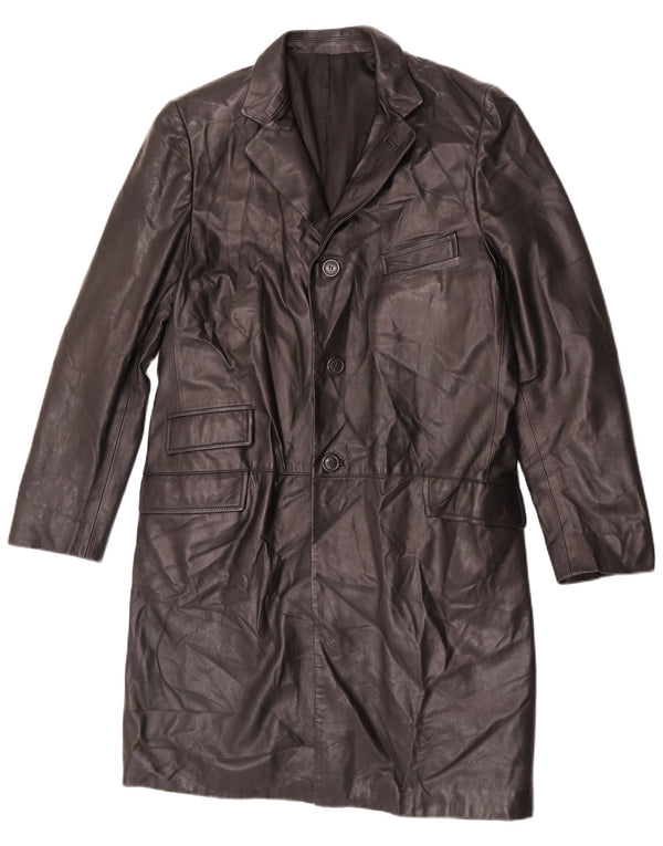Maestrami Abrigo de cuero para hombre IT 50 Grande Negro